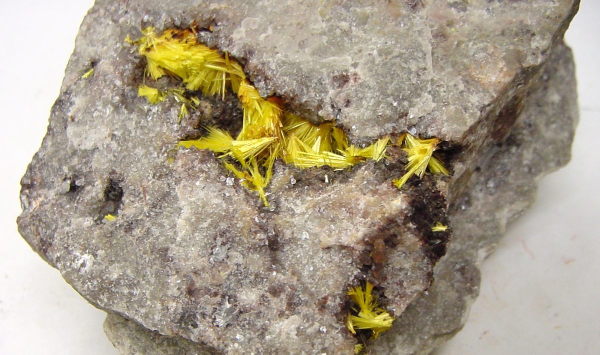 Uranophane specimen - rock identification